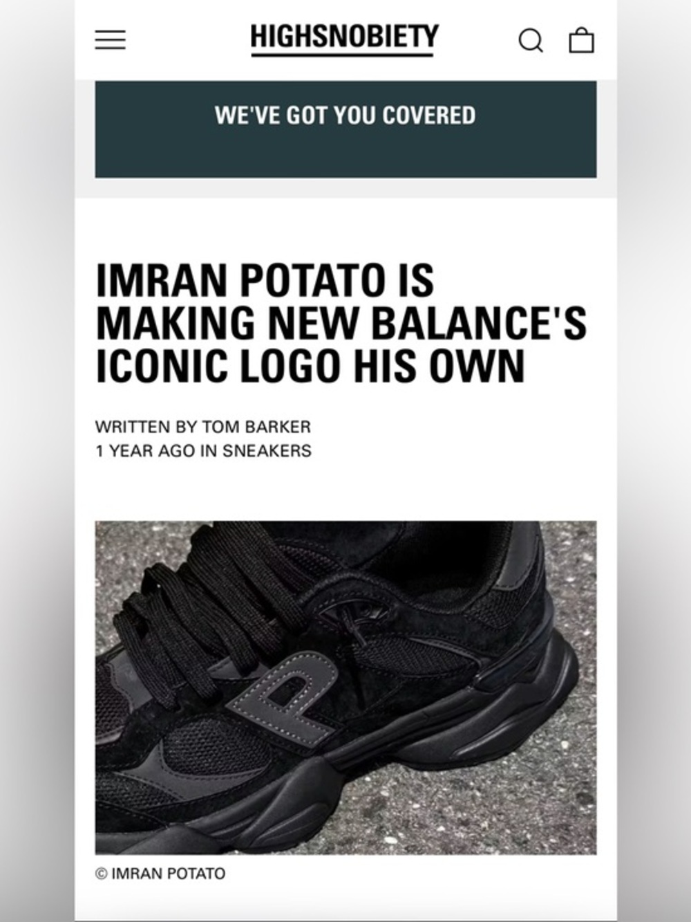 Imran Potato Black I Homage to New Balance 9060 I Athletic Sneakers